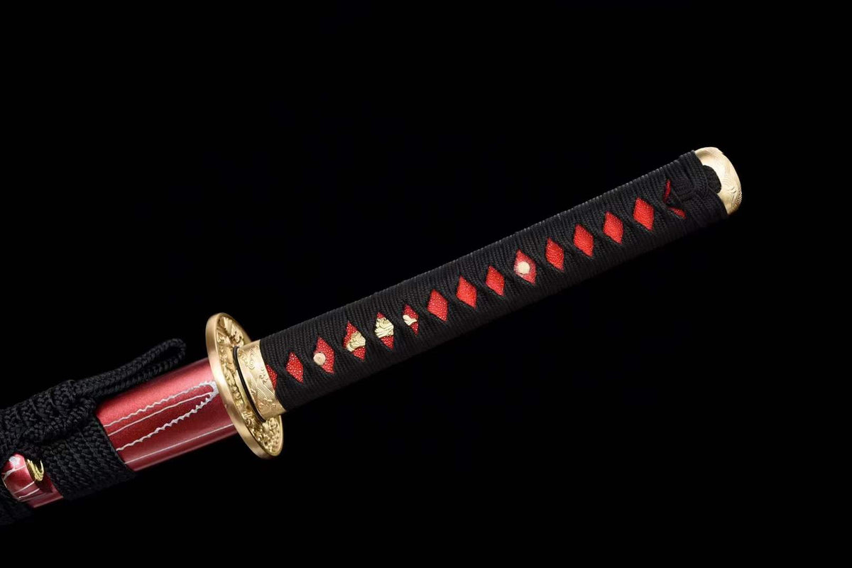 Hand Forged Japanese Samurai Katana Naraka：Bladepoint Pattern Steel Blade baking blue - Tophatter Daily Deals