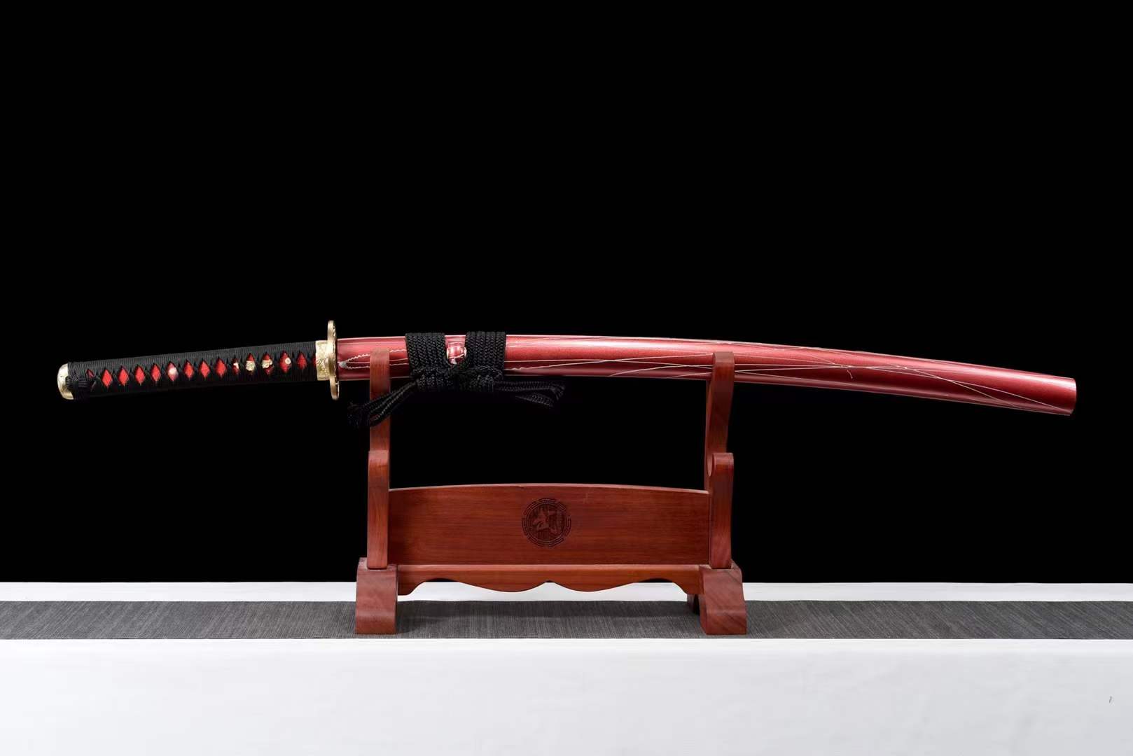 Hand Forged Japanese Samurai Katana Naraka：Bladepoint Pattern Steel Blade baking blue - Tophatter Daily Deals