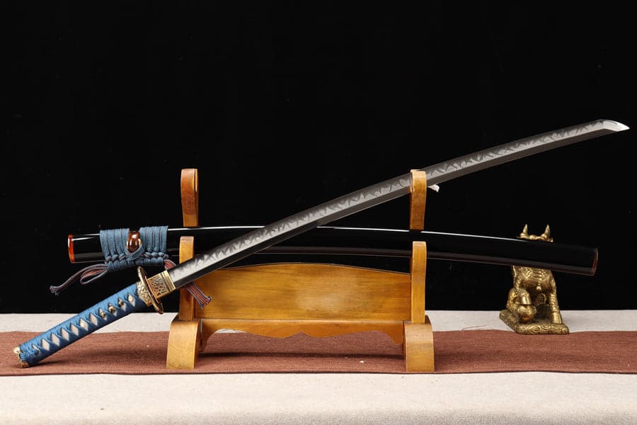 Hand Forged Japanese Samurai Katana Night Hidden T10 Carbon steel Turns the soil to burn blade - Tophatter Daily Deals