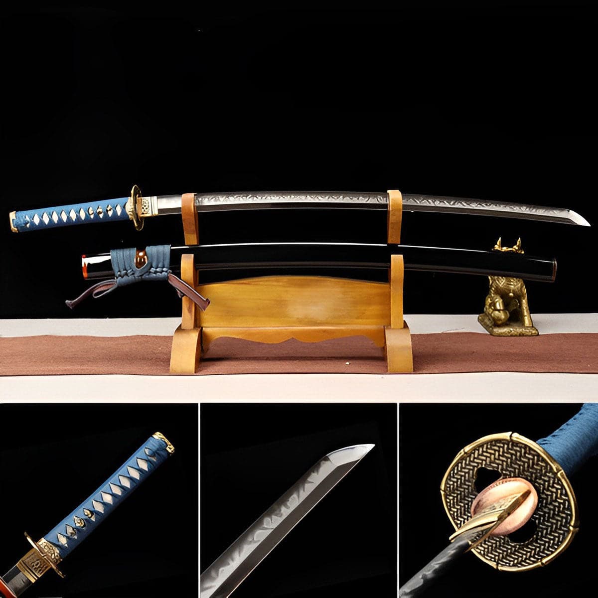 Hand Forged Japanese Samurai Katana Night Hidden T10 Carbon steel Turns the soil to burn blade - Tophatter Daily Deals