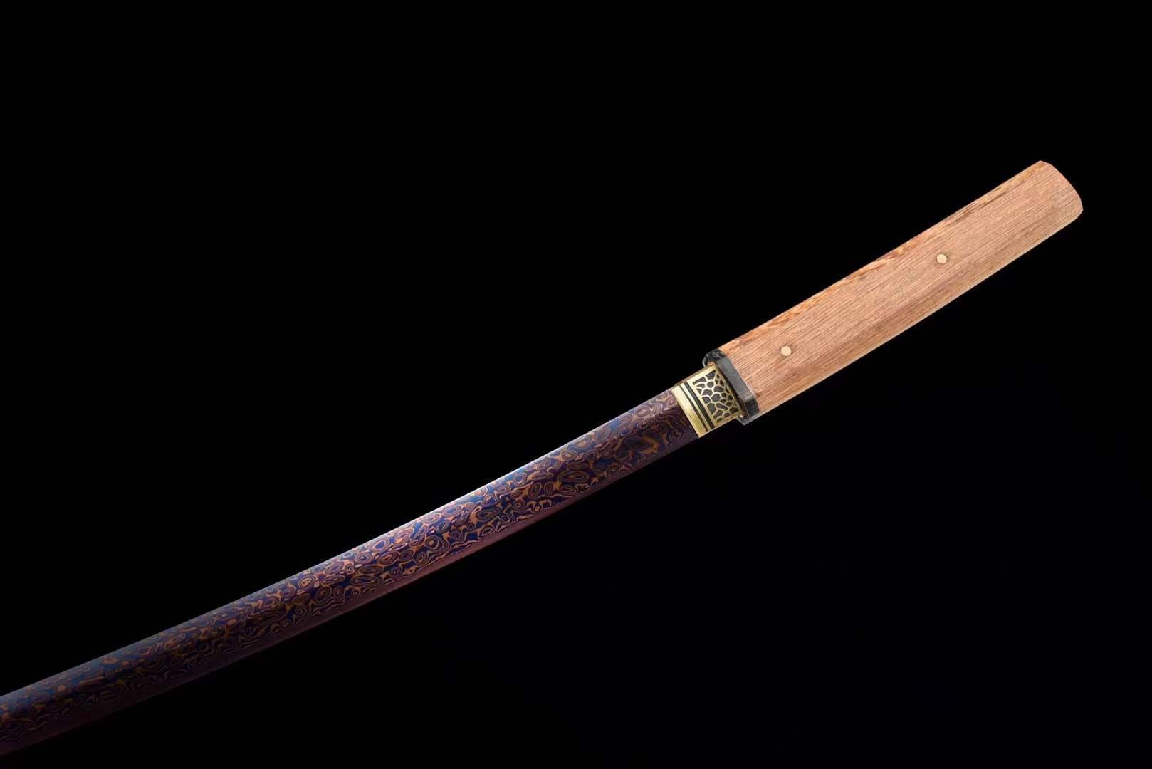 Hand Forged Japanese Samurai Katana Night Spectre Damascus Steel Blue blade - Tophatter Daily Deals