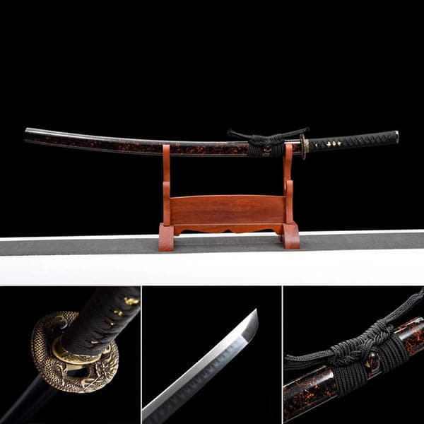 Hand Forged Japanese Samurai Katana Pan Dragon Knight T10 Carbon steel Turns the soil to burn blade - Tophatter Daily Deals