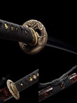 Hand Forged Japanese Samurai Katana Pan Dragon Knight T10 Carbon steel Turns the soil to burn blade - Tophatter Daily Deals
