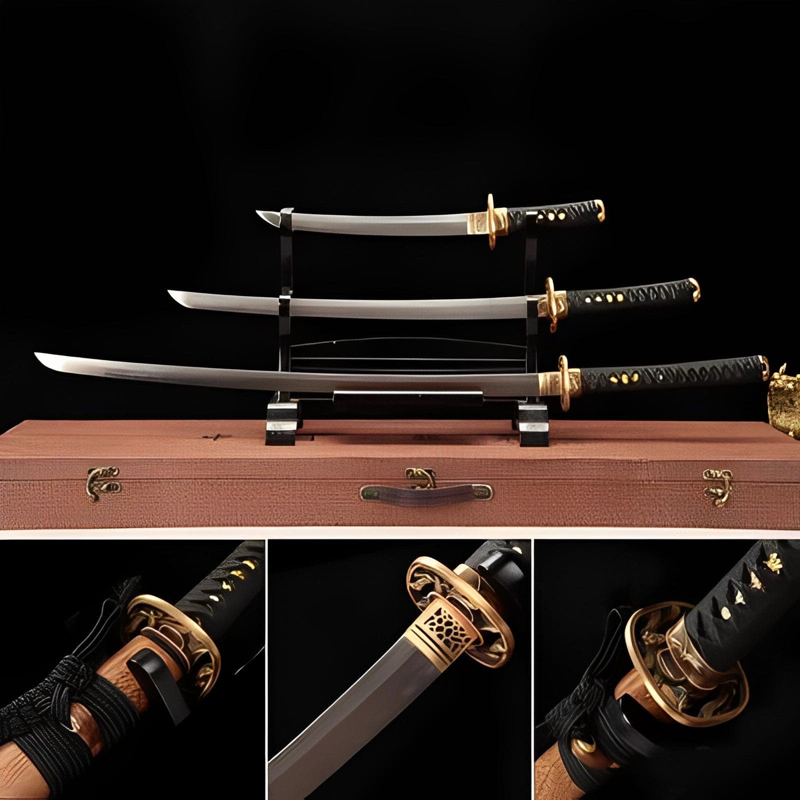 Hand Forged Japanese Samurai Katana Pattern Steel Turns the soil to burn blade - Tophatter Daily Deals