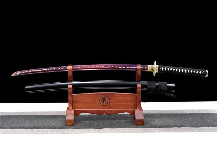 Hand Forged Japanese Samurai Katana Rose High Manganese Steel Purple Blade - Tophatter Daily Deals