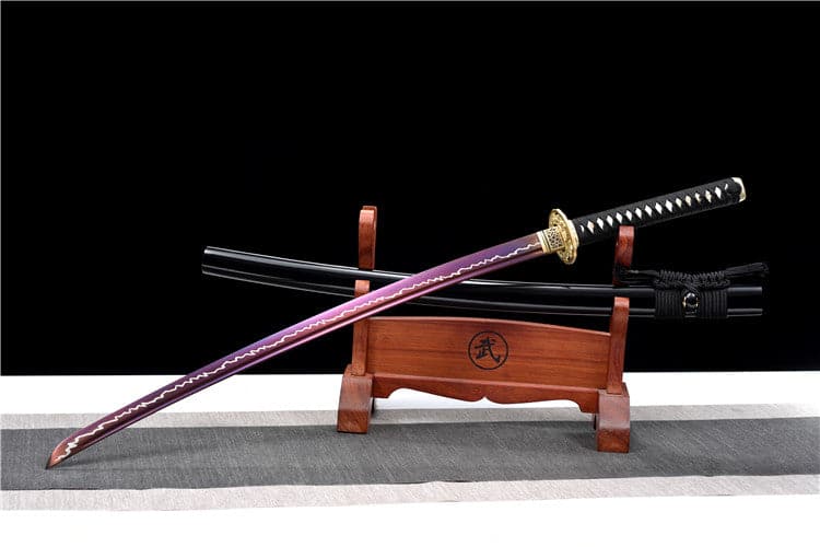 Hand Forged Japanese Samurai Katana Rose High Manganese Steel Purple Blade - Tophatter Daily Deals