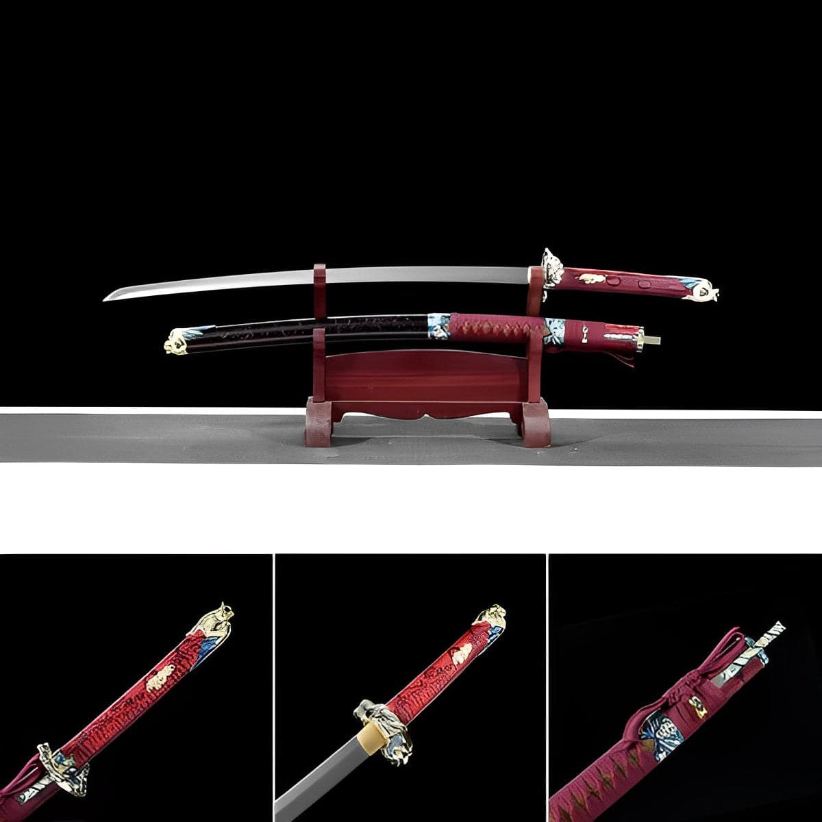 Hand Forged Japanese Samurai Katana Silver Dragon Knight High-performance Manganese Steel - Tophatter Daily Deals