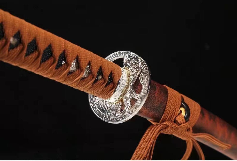 Hand Forged Japanese Samurai Katana Silver Tiger Pattern Steel Full Tang - Tophatter Daily Deals