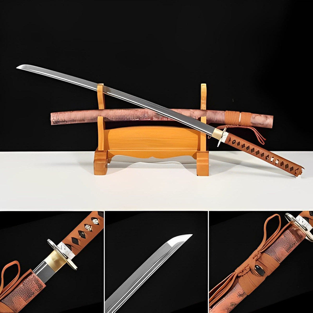 Hand Forged Japanese Samurai Katana Silver Tiger Pattern Steel Full Tang - Tophatter Daily Deals