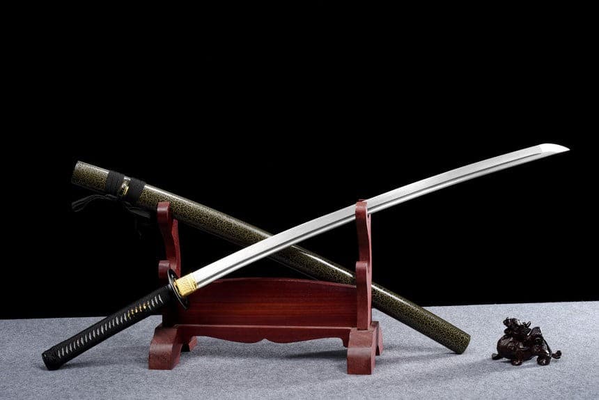 Hand Forged Japanese Samurai Katana Silver Wheel Damascus Steel Full Tang - Tophatter Daily Deals