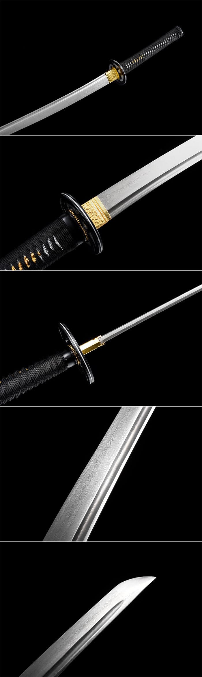 Hand Forged Japanese Samurai Katana Silver Wheel Damascus Steel Full Tang - Tophatter Daily Deals