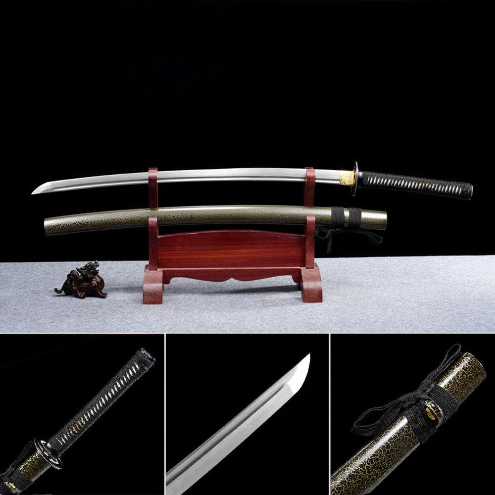 Hand Forged Japanese Samurai Katana Silver Wheel Damascus Steel Full Tang - Tophatter Daily Deals