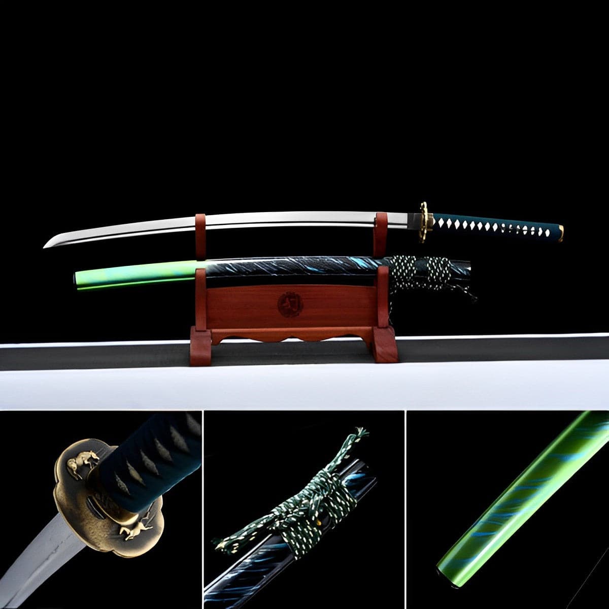 Hand Forged Japanese Samurai Katana Sky Dome Pattern Steel Pure copper fine carving set - Tophatter Daily Deals