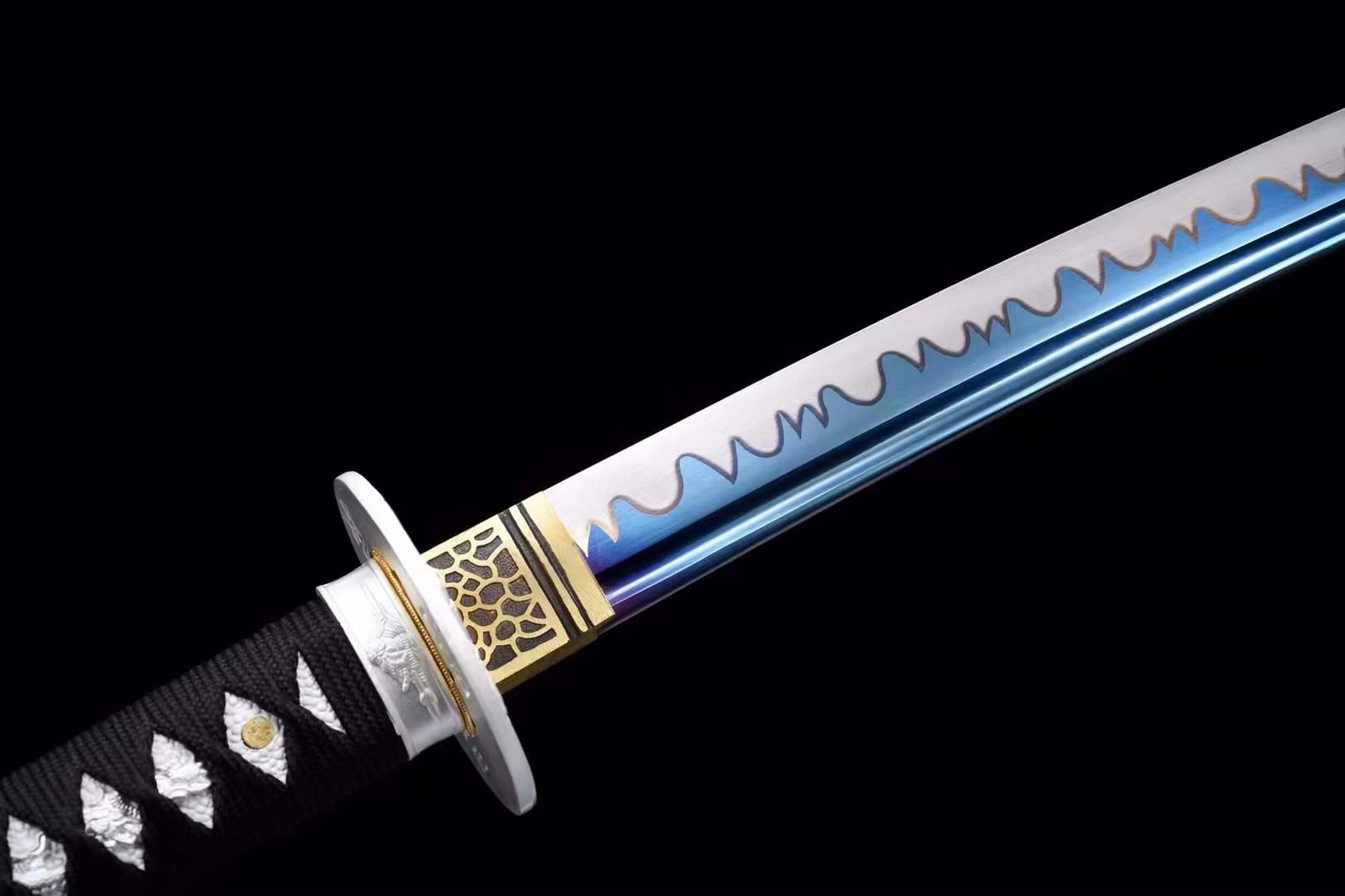 Hand Forged Japanese Samurai Katana 知恵を知る Spring Steel Roasted Blue Push Mill - Tophatter Daily Deals