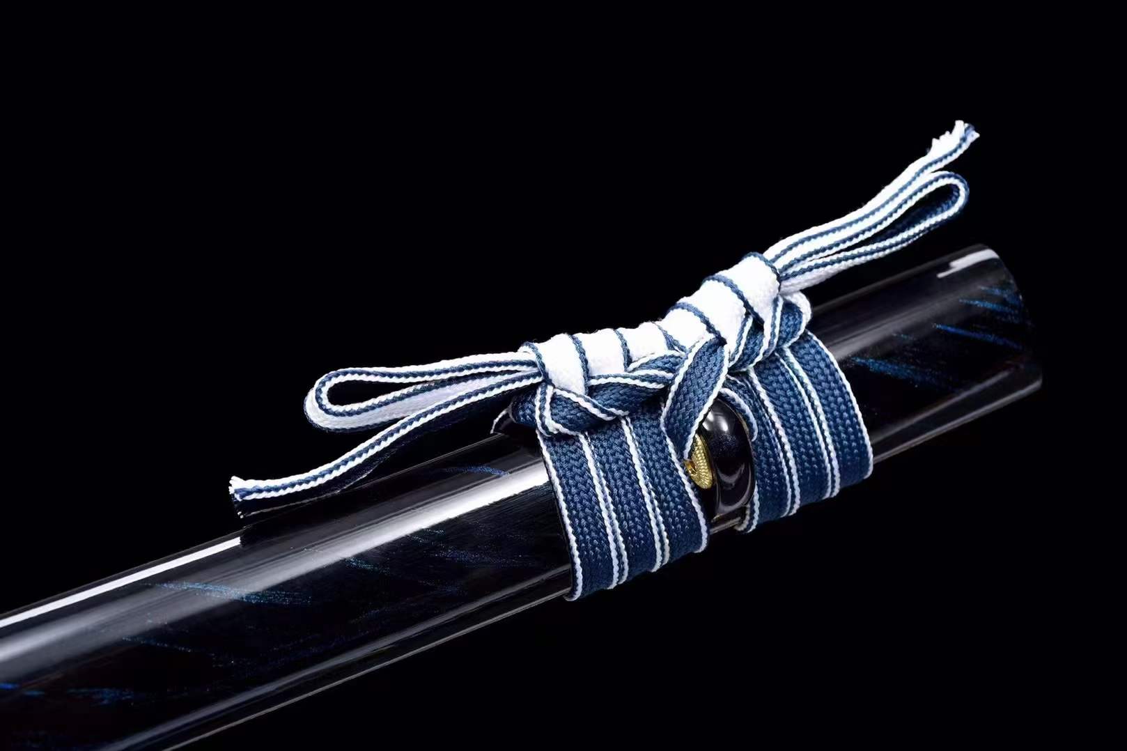 Hand Forged Japanese Samurai Katana 知恵を知る Spring Steel Roasted Blue Push Mill - Tophatter Daily Deals