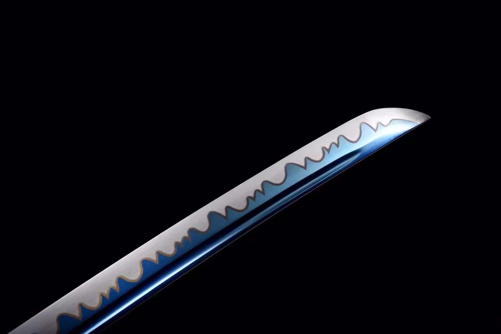Hand Forged Japanese Samurai Katana 知恵を知る Spring Steel Roasted Blue Push Mill - Tophatter Daily Deals