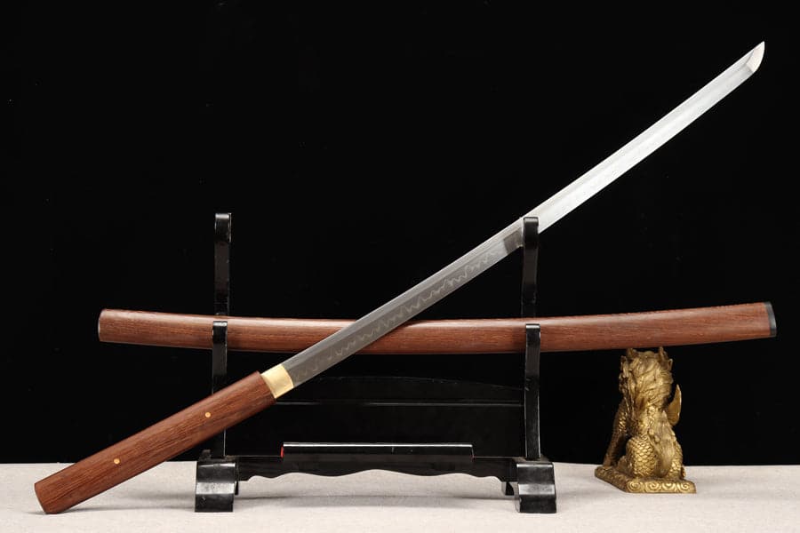 Hand Forged Japanese Samurai Katana T10 Burning edge Rosewood One-piece forging - Tophatter Daily Deals