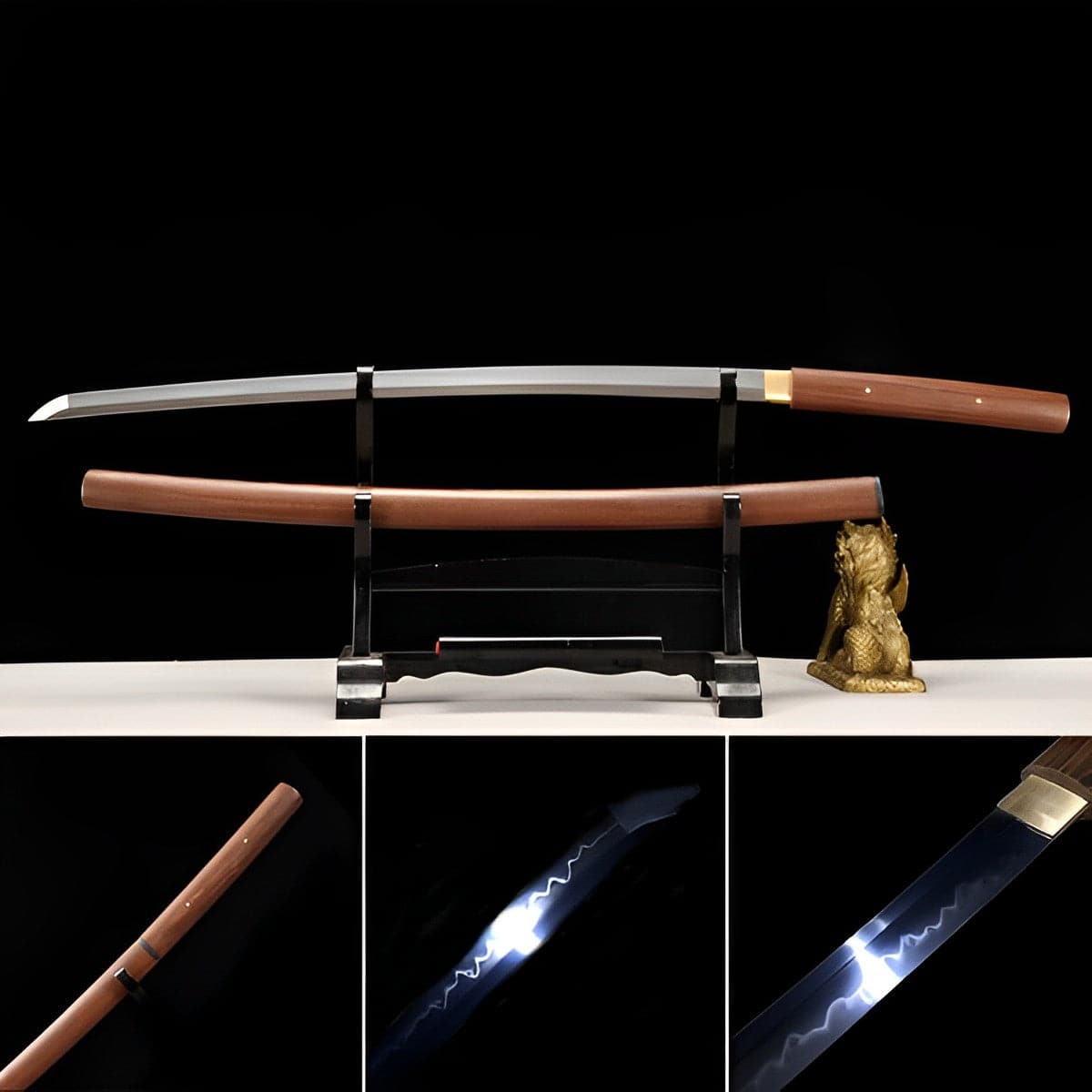 Hand Forged Japanese Samurai Katana T10 Burning edge Rosewood One-piece forging - Tophatter Daily Deals
