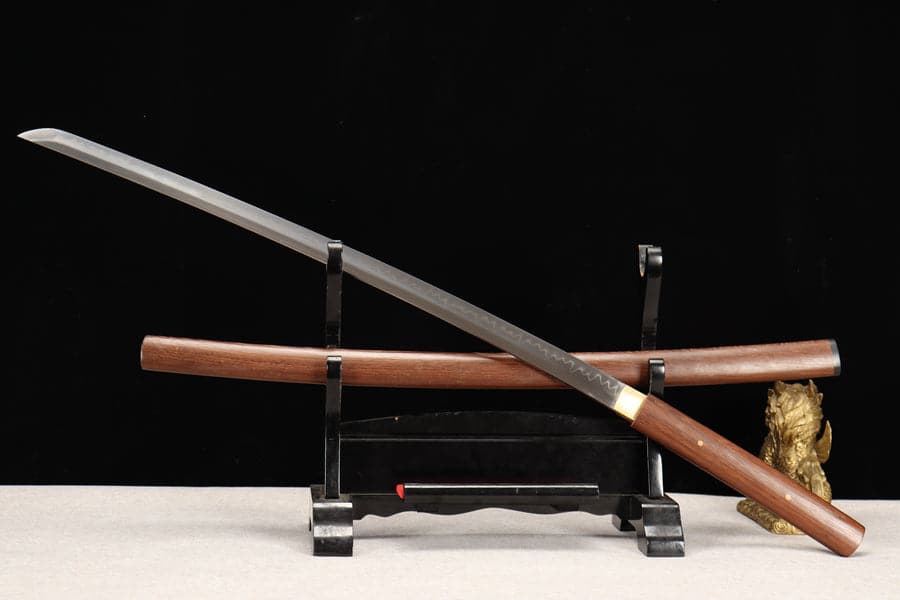 Hand Forged Japanese Samurai Katana T10 Burning edge Rosewood One-piece forging - Tophatter Daily Deals