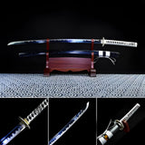 Hand Forged Japanese Samurai Katana 菊丸 きくまる T10 Carbon steel Blade baking blue - Tophatter Daily Deals