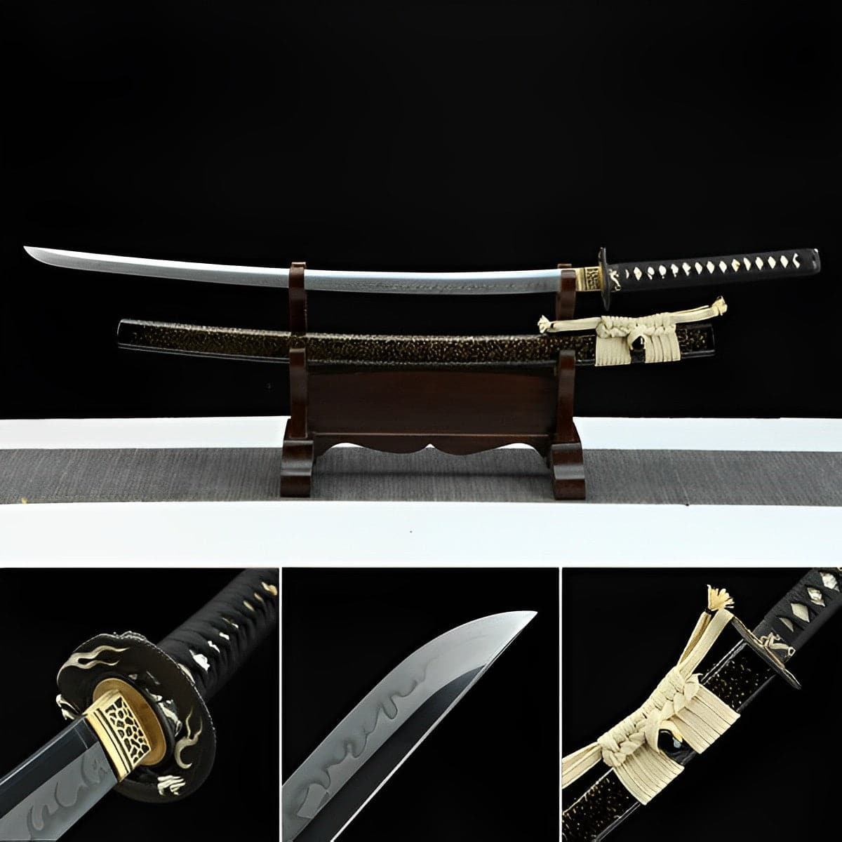 Hand Forged Japanese Samurai Katana T10 Real Yokote Pure copper gilt silver - Tophatter Daily Deals