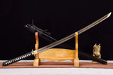 Hand Forged Japanese Samurai Katana Trefoil 1060 High Manganese Steel Baked gold blades - Tophatter Daily Deals
