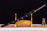 Hand Forged Japanese Samurai Katana Trefoil 1060 High Manganese Steel Baked gold blades - Tophatter Daily Deals
