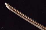 Hand Forged Japanese Samurai Katana Trefoil 1060 High Manganese Steel Baked gold blades - Tophatter Daily Deals