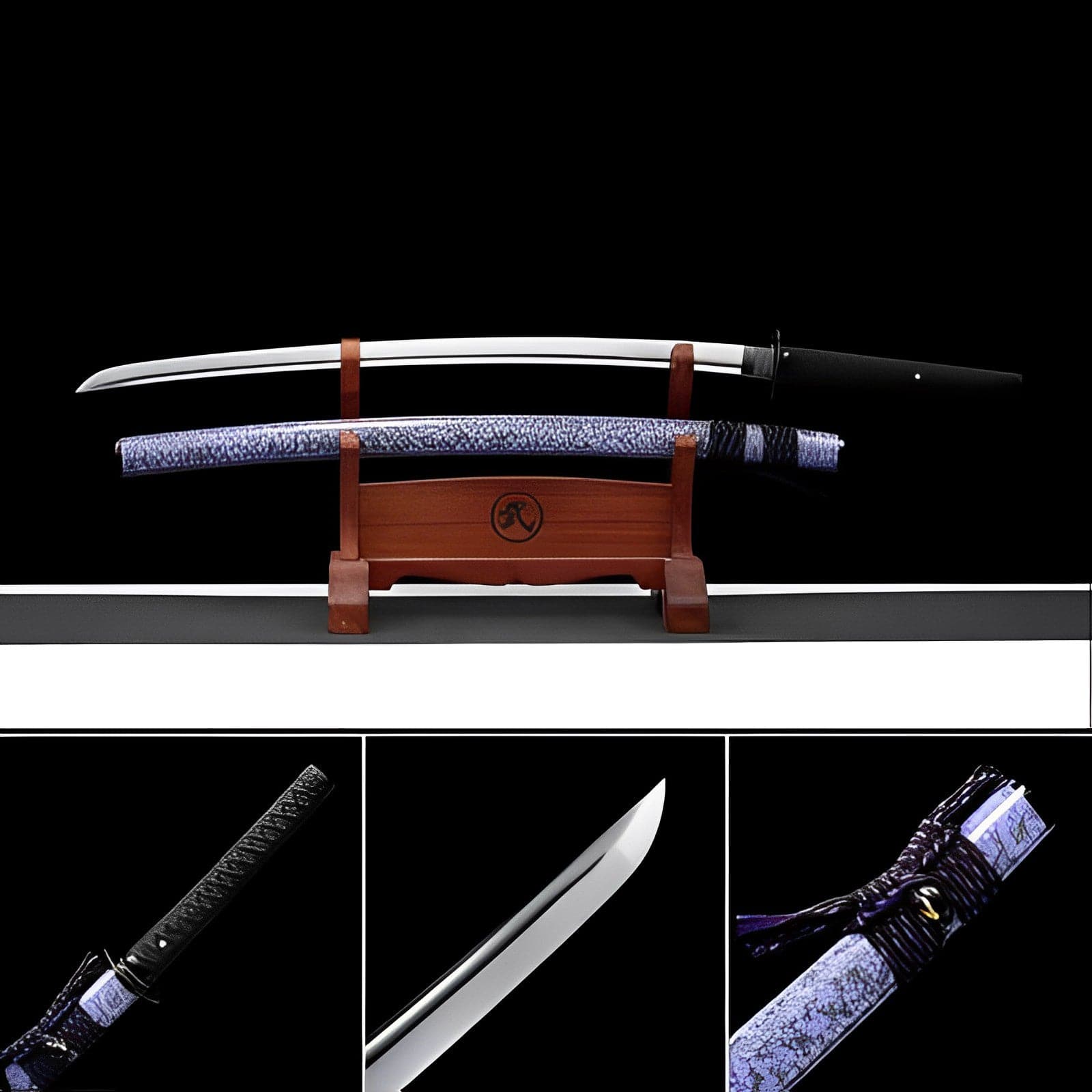 Hand Forged Japanese Samurai Katana Violet 9260 Spring Steel Full Tang - Tophatter Daily Deals