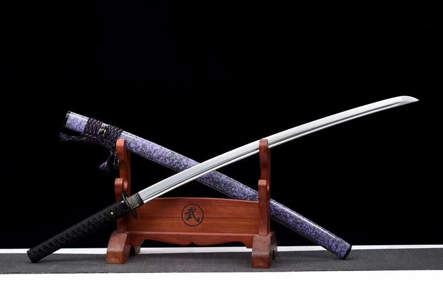 Hand Forged Japanese Samurai Katana Violet 9260 Spring Steel Full Tang - Tophatter Daily Deals