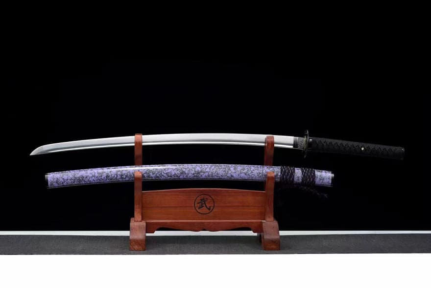 Hand Forged Japanese Samurai Katana Violet 9260 Spring Steel Full Tang - Tophatter Daily Deals