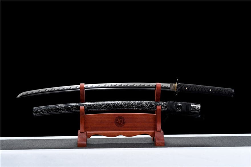 Hand Forged Japanese Samurai Katana Wanderer High Manganese Steel Blade blackening process - Tophatter Daily Deals