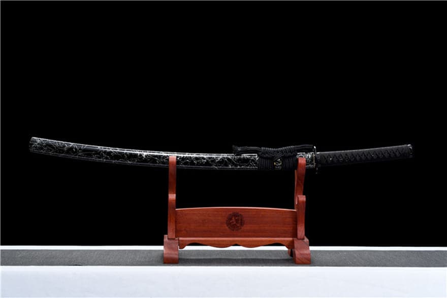 Hand Forged Japanese Samurai Katana Wanderer High Manganese Steel Blade blackening process - Tophatter Daily Deals