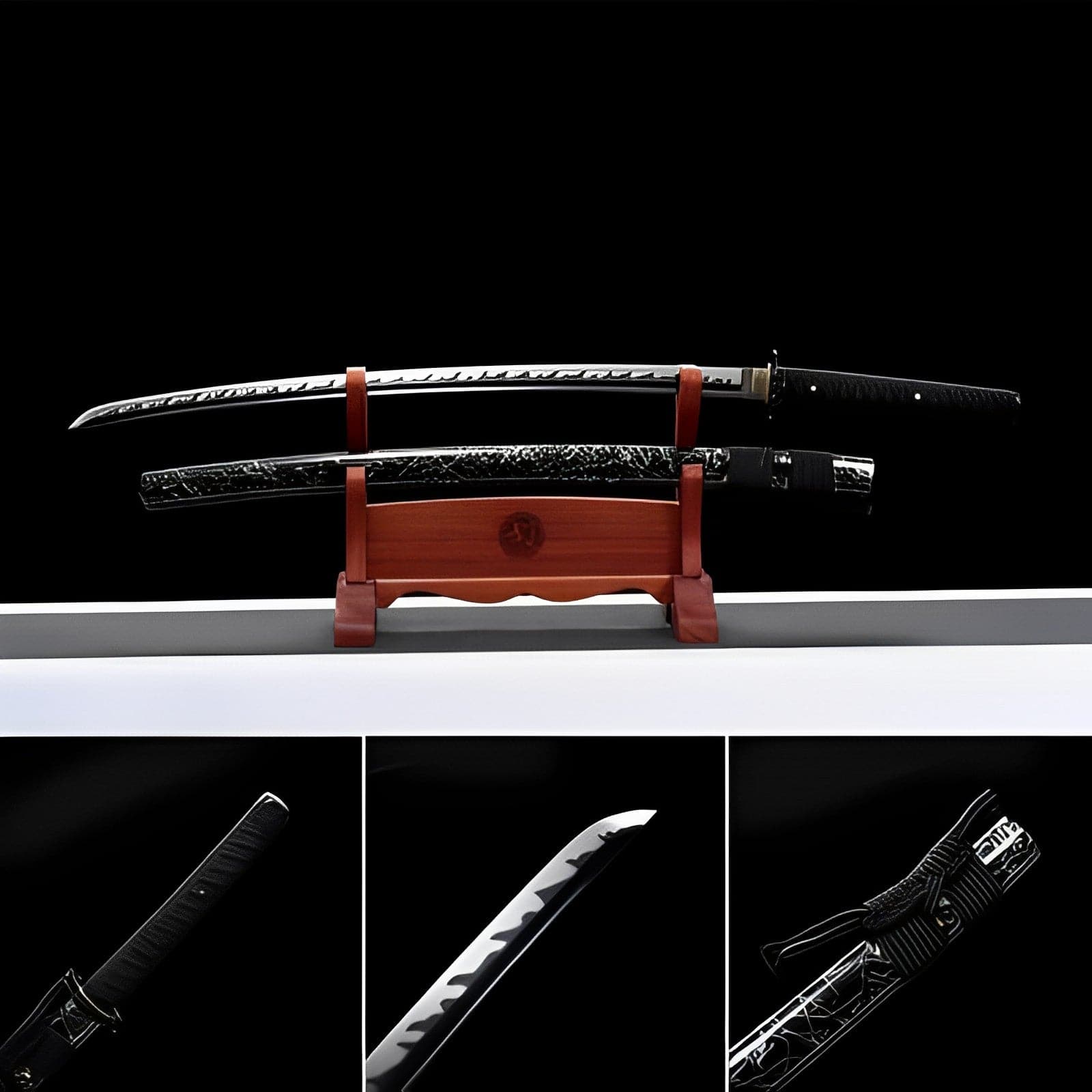 Hand Forged Japanese Samurai Katana Wanderer High Manganese Steel Blade blackening process - Tophatter Daily Deals