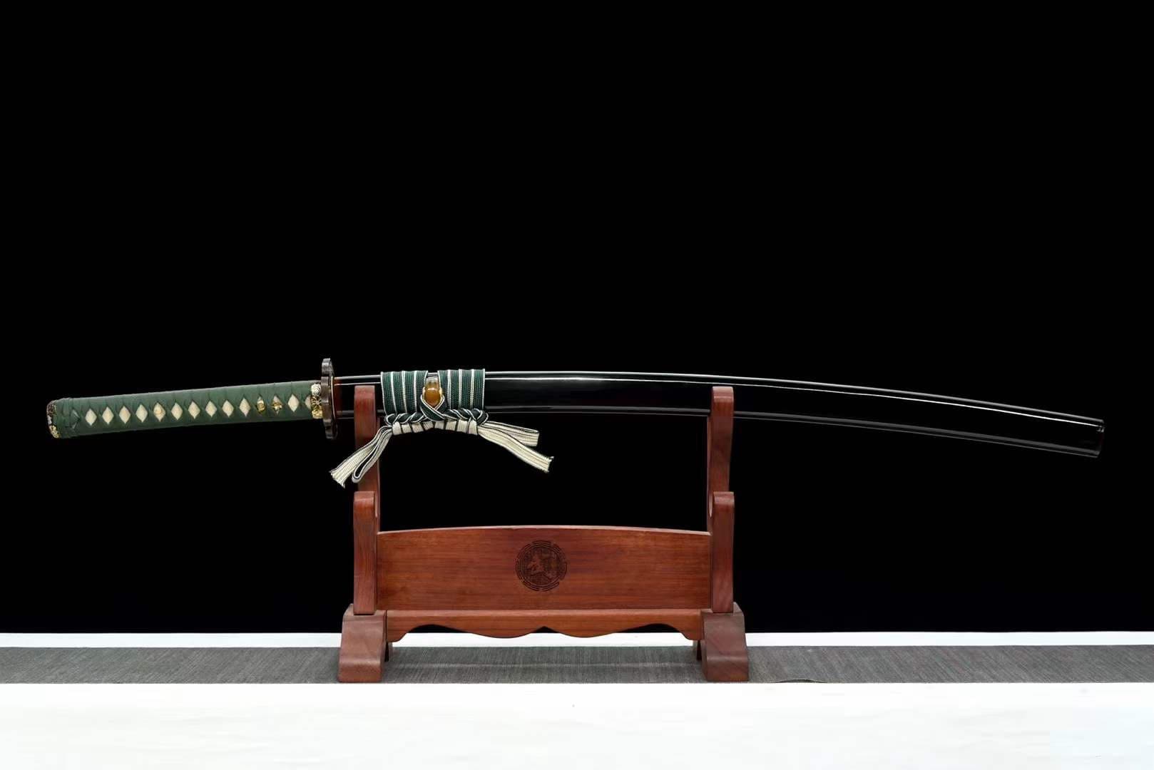 Hand Forged Japanese Samurai Katana Wind Chimes T10 With Black Sheath - Tophatter Daily Deals