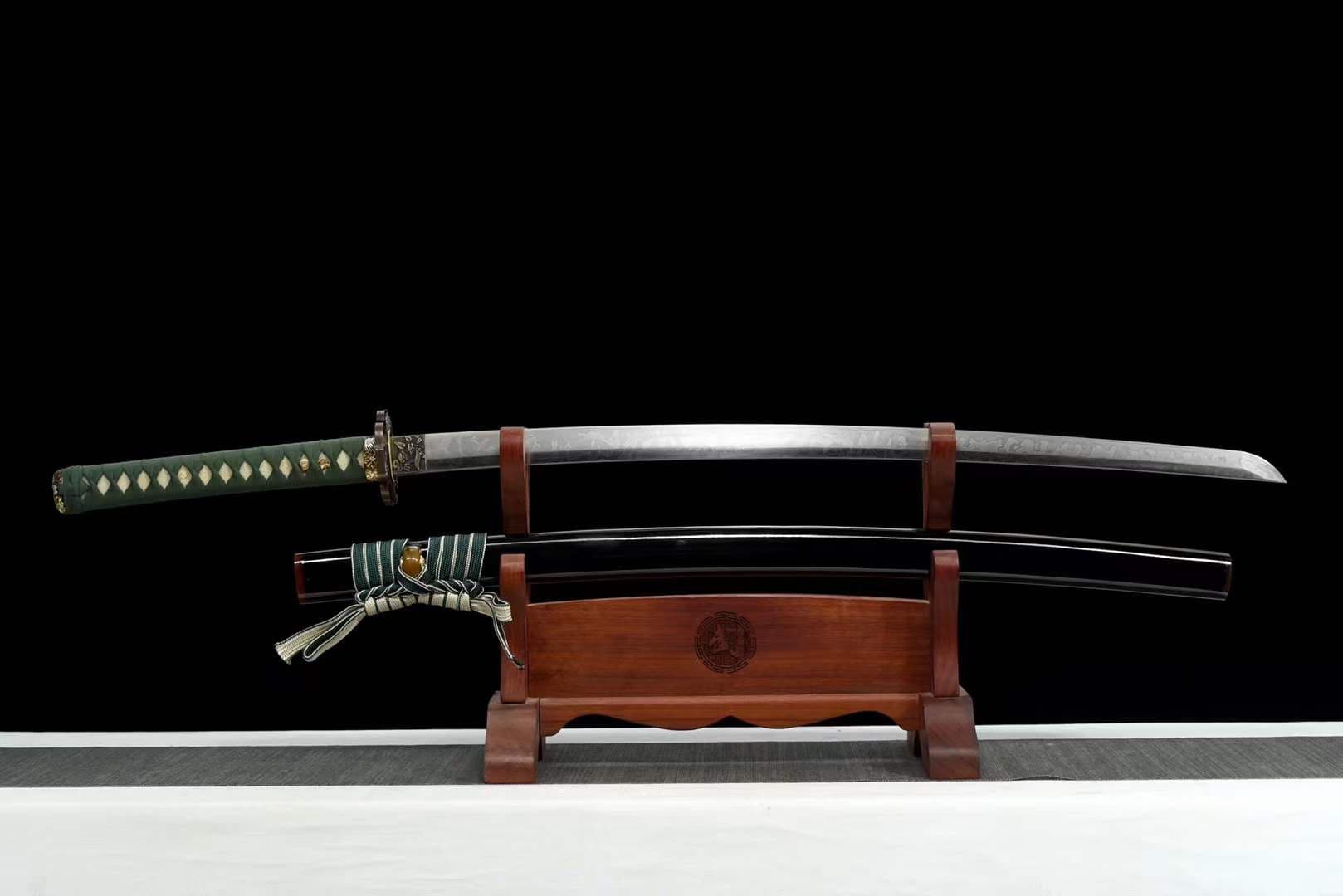 Hand Forged Japanese Samurai Katana Wind Chimes T10 With Black Sheath - Tophatter Daily Deals