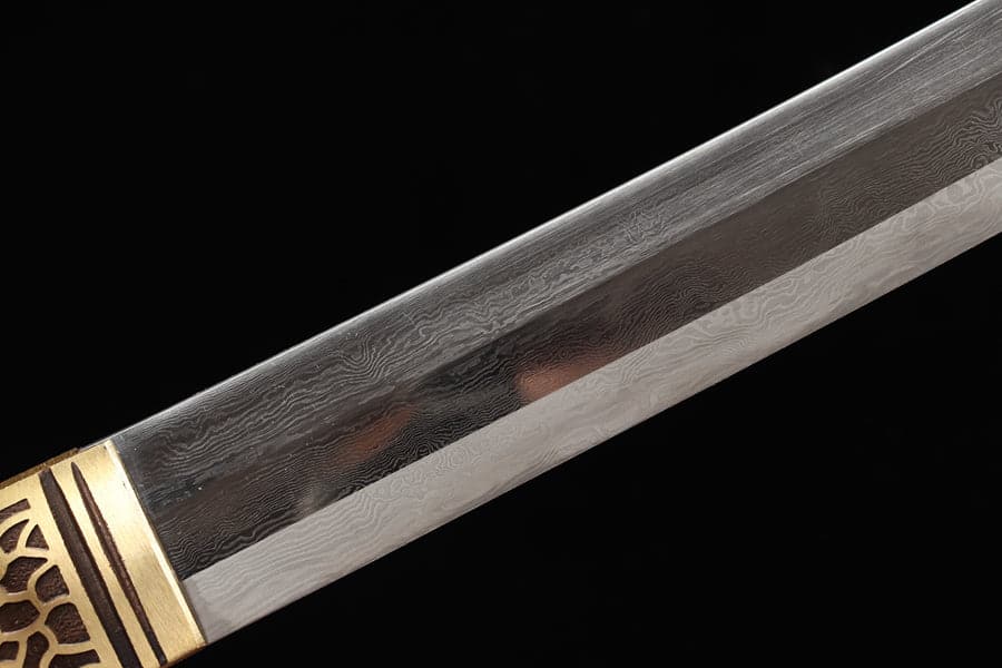 Hand Forged Japanese Samurai Katana Yama T8 carbon tool steel Yellow engraved knife sheath - Tophatter Daily Deals