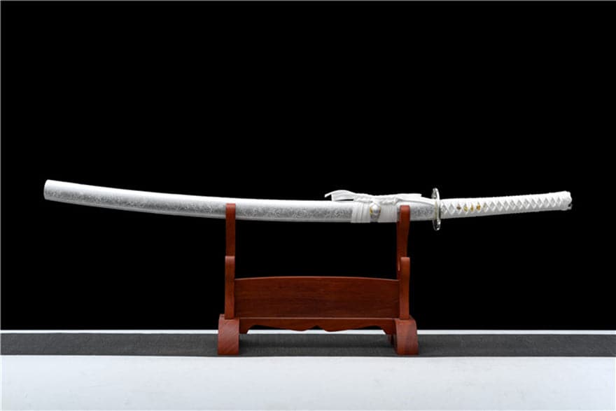 Hand Forged Japanese Samurai KatanaSilver Ghost High Manganese Steel Blue Blade - Tophatter Daily Deals