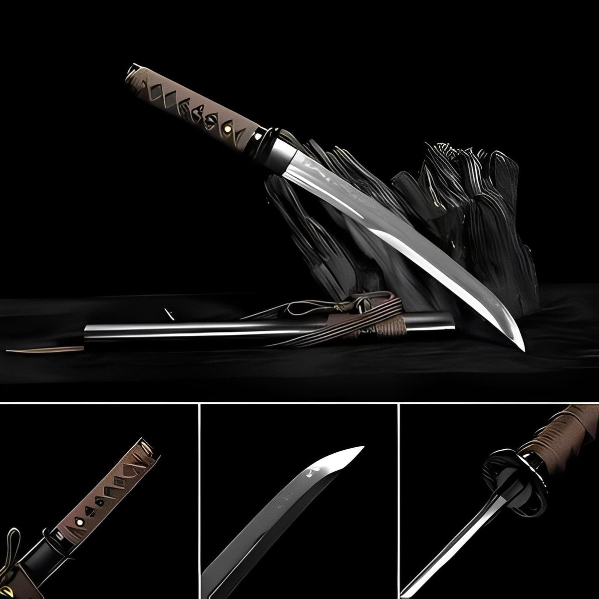 Hand Forged Japanese Tanto Asura Short knife T10 Carbon steel Turns the soil to burn blade - Tophatter Daily Deals