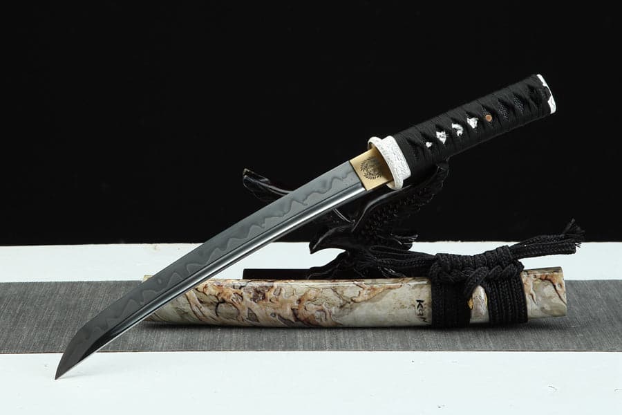 Hand Forged Japanese Tanto Darkness Short Sword 1095 Carbon steel - Tophatter Daily Deals