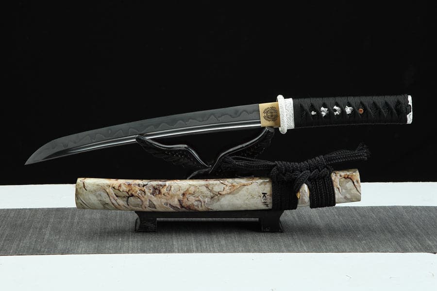 Hand Forged Japanese Tanto Darkness Short Sword 1095 Carbon steel - Tophatter Daily Deals