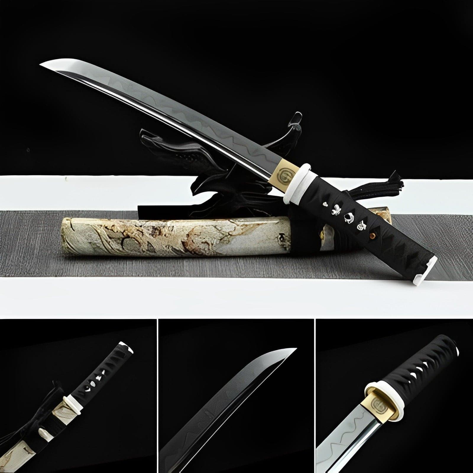 Hand Forged Japanese Tanto Darkness Short Sword 1095 Carbon steel - Tophatter Daily Deals
