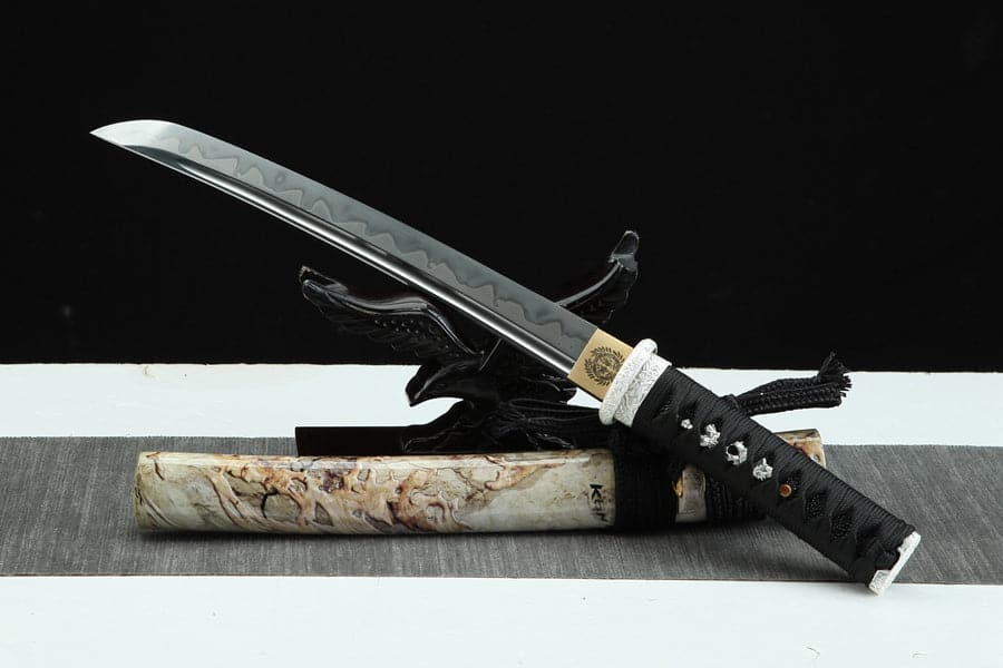 Hand Forged Japanese Tanto Darkness Short Sword 1095 Carbon steel - Tophatter Daily Deals