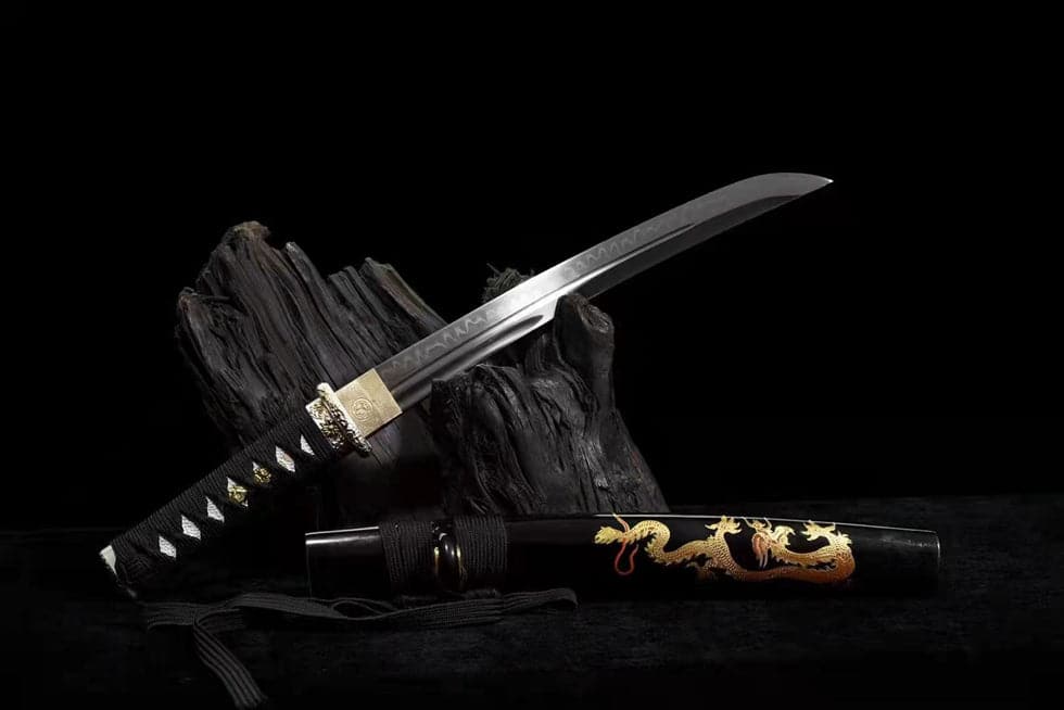 Hand Forged Japanese Tanto Golden Dragon T10 Carbon steel Full Tang - Tophatter Daily Deals