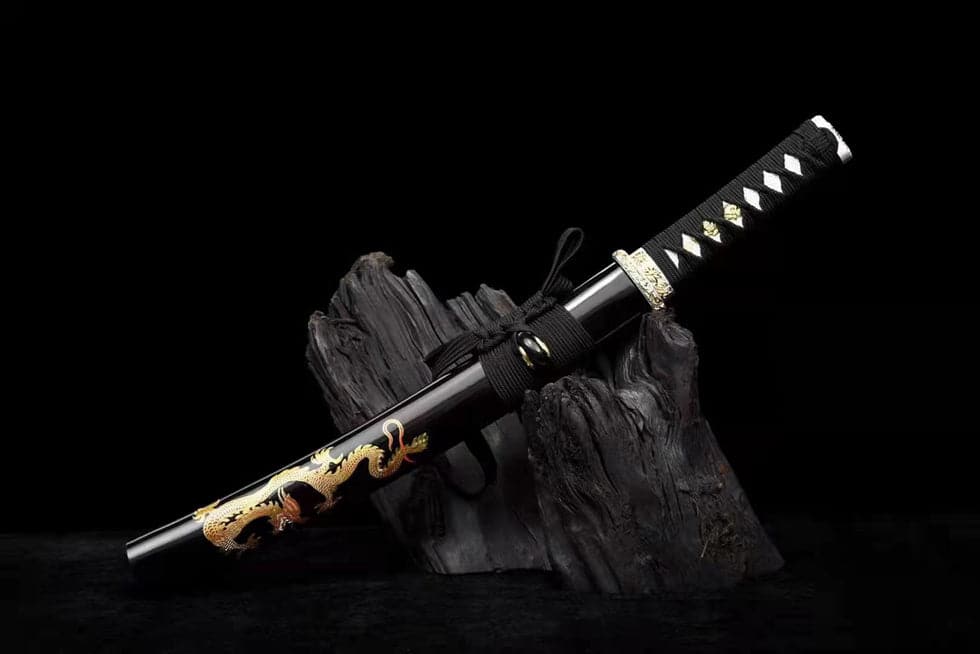 Hand Forged Japanese Tanto Golden Dragon T10 Carbon steel Full Tang - Tophatter Daily Deals