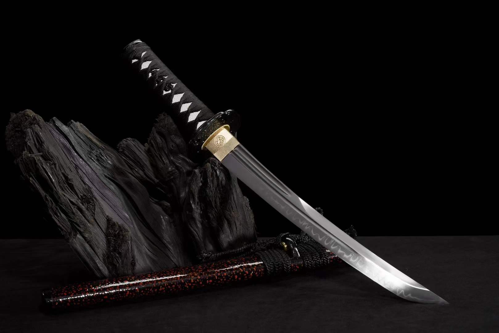 Hand Forged Japanese Tanto Naruto Short Sword T10 Turns the soil to burn blade - Tophatter Daily Deals