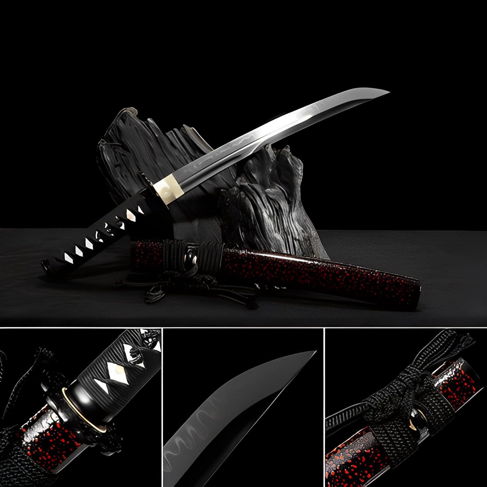 Hand Forged Japanese Tanto Naruto Short Sword T10 Turns the soil to burn blade - Tophatter Daily Deals