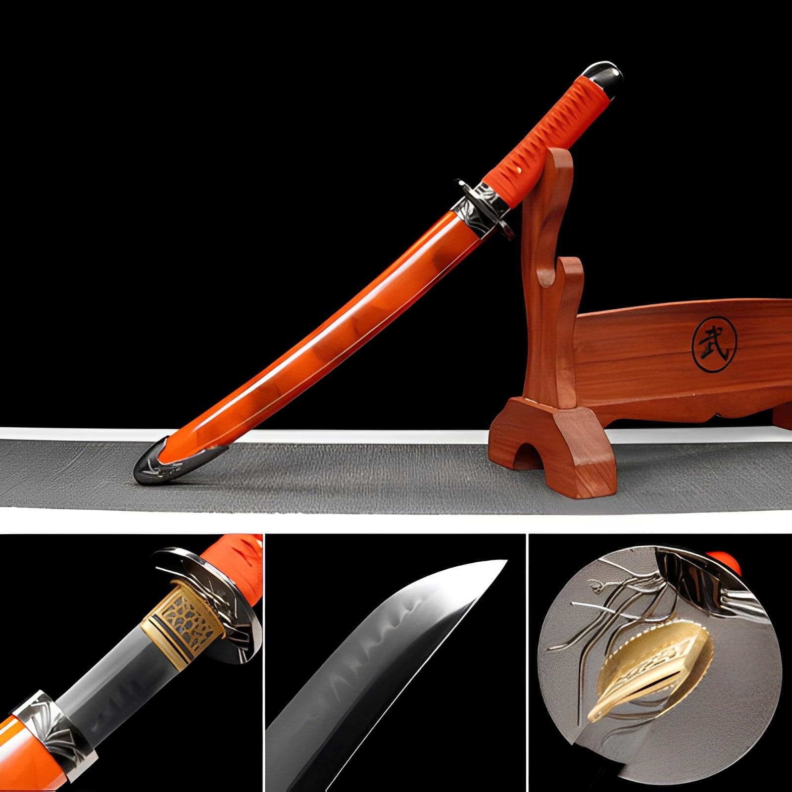 Hand Forged Japanese Tanto Red Sky Short Sword T10 Turns the soil to burn blade - Tophatter Daily Deals