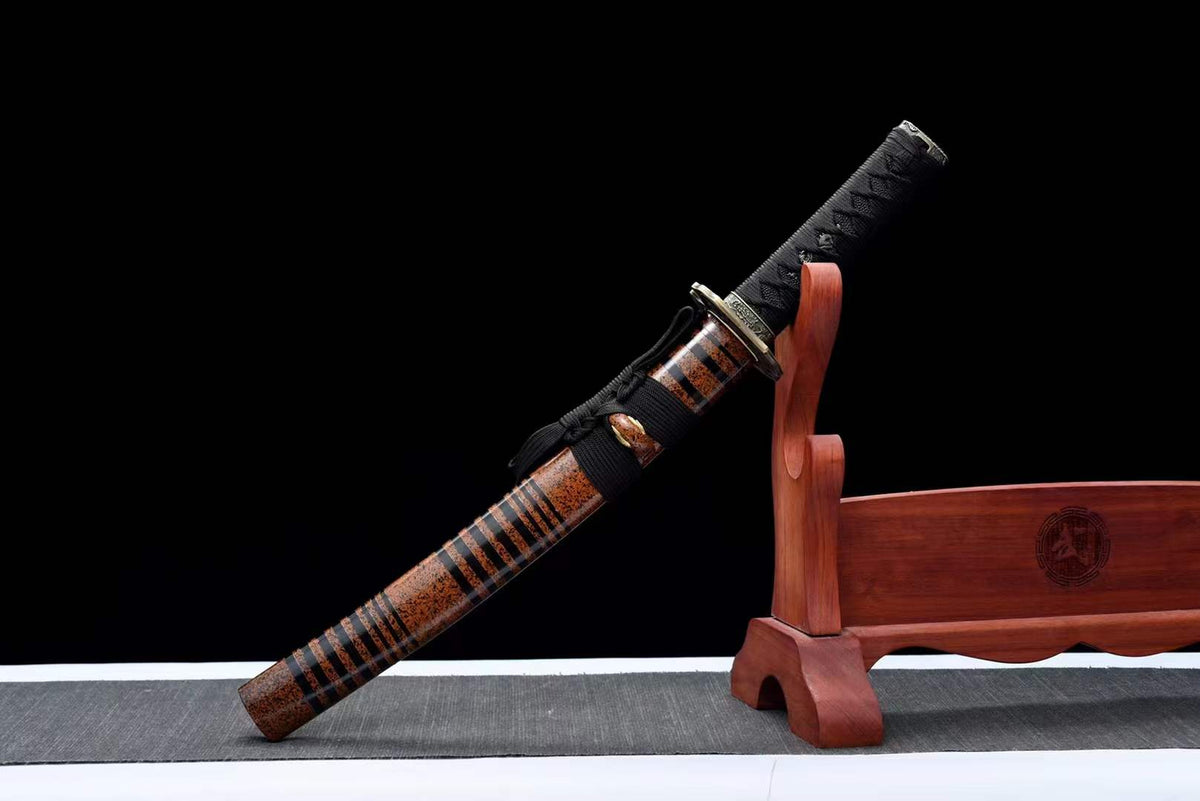 Hand Forged Japanese Tanto Storm Short Sword Manganese Steel Blackened blades - Tophatter Daily Deals