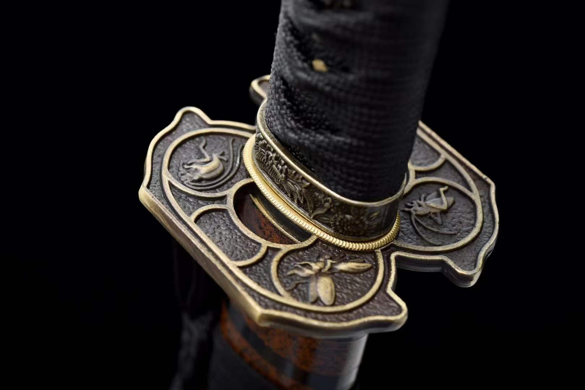 Hand Forged Japanese Tanto Storm Short Sword Manganese Steel Blackened blades - Tophatter Daily Deals